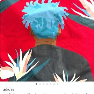 adidas Red Tee with White Trefoil Logo